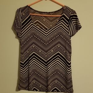 Brown & cream dressy tee